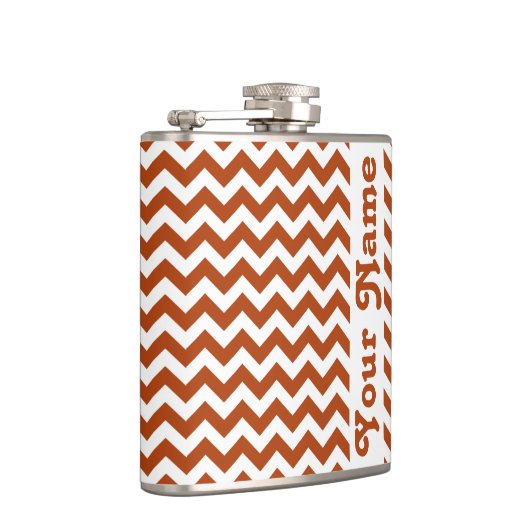 Rust Red Safari Chevron met aanpasbare naam Heupfles (Rechts)