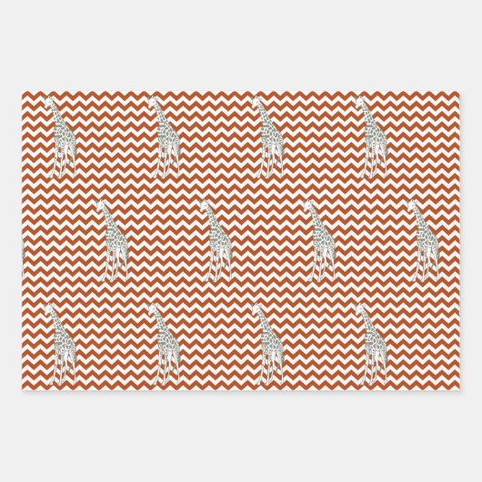 Rust Red Safari Chevron met Pop Art Giraffe Inpakpapier Vel (Voorkant)