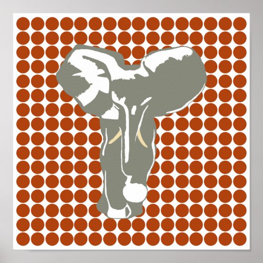 Rust Red Safari Dot met Pop Art Elephant Poster (Voorkant)