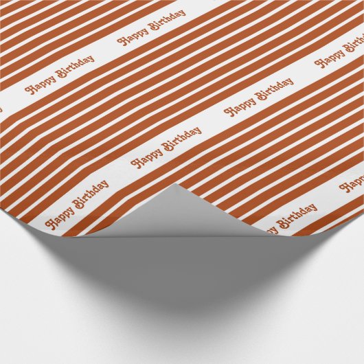 Rust Red Safari Stripe met aangepaste tekst Cadeaupapier (Hoek)
