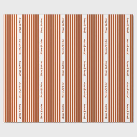Rust Red Safari Stripe met aangepaste tekst Cadeaupapier (Vlak)