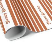 Rust Red Safari Stripe met aangepaste tekst Cadeaupapier (Rol Hoek)