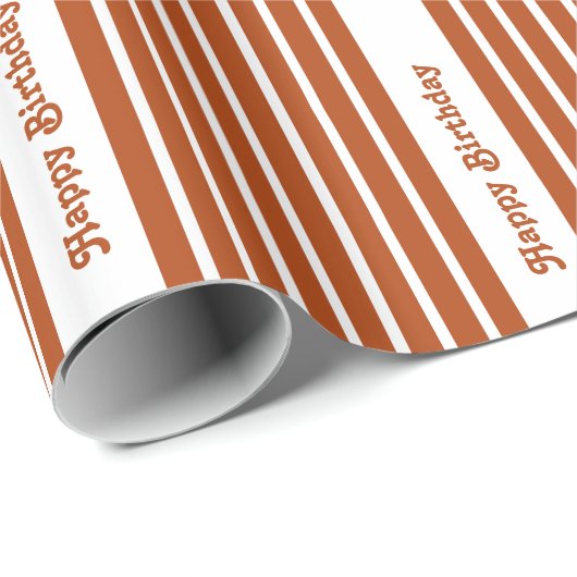 Rust Red Safari Stripe met aangepaste tekst Cadeaupapier (Rol Hoek)