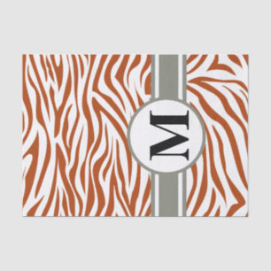 Rust Red Safari Zebra met monogram Tissuepapier