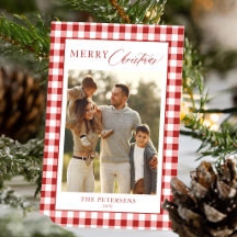 Rust rood geruit familie foto Kerstmis 