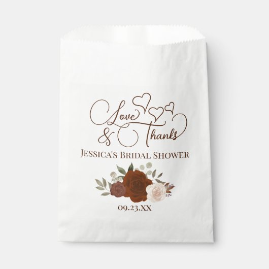 Rust Sinaasappel Boho Bloemen Liefde Bedankt Vrijg Bedankzakje (Voorkant)