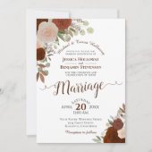 Rust Sinaasappel en Peach Waterverf Rozen bruiloft Kaart (Voorkant)