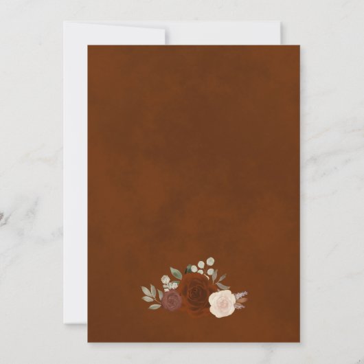 Rust Sinaasappel en Peach Waterverf Rozen bruiloft Kaart (Achterkant)