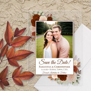 Rust Sinaasappel Herfst Rozen bruiloft Save the Da Acryl Uitnodigingen