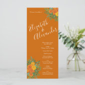 Rust Sinaasappel Wedding Floral Menu (Staand voorkant)