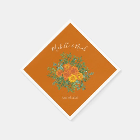 Rust Sinaasappel Wedding  Floral Servet (Hoek)