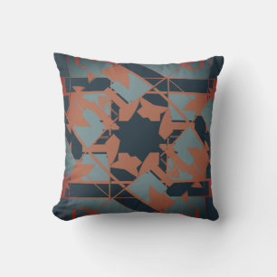 Rust Slate Blauw Marine Mediterraan Bloemontwerp Kussen