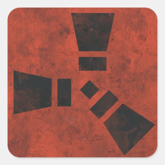 RUST Symbool Zwart op Dirty Red Vierkante Sticker (Voorkant)