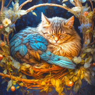 Rust Tabby kitten vogel in ronde nest Legpuzzel