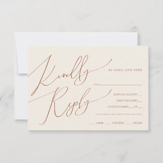 Rust terne | Carte RSVP de choix de menu horizonta (Devant)