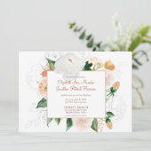 Rust Terracotta Champagne White Floral Wedding Kaart (Staand voorkant)