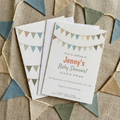 Rust Terracotta en Sage Green Bunting Baby shower Kaart