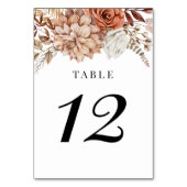 Rust Terracotta Fall Boho Floral Numéro de table (Dos)