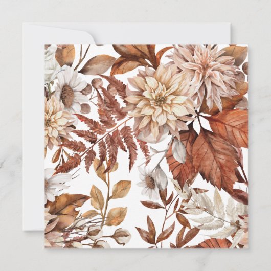 Rust Terracotta Fall Floral Faire-part de mariage (Dos)