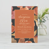 Rust Terracotta Floral Black 50th Surprise Kaart (Staand voorkant)