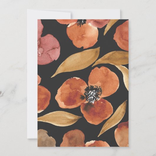 Rust Terracotta Floral Black 70th Surprise Kaart (Achterkant)