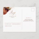 Rust Terracotta Floral Pampas Grass Wedding RSVP Briefkaart (Achterkant)