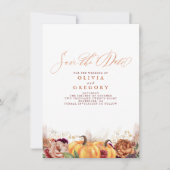 Rust Terracotta Floral Pumpkins Herfst Save the Da Aankondiging (Voorkant)