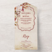 Rust Terracotta Flowers Burnt Oranje Fall Wedding All In One Uitnodiging (Binnen)