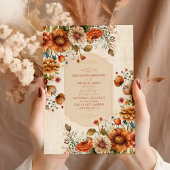 Rust Terracotta Flowers Burnt Oranje Fall Wedding Kaart