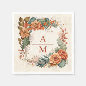 Rust Terracotta Flowers Burnt Oranje Fall Wedding Servet (Voorkant)