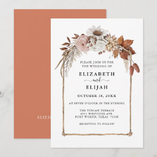 Rust Terracotta Herfst Floral Arch Wedding Kaart