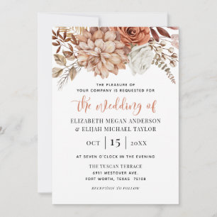 Rust Terracotta Herfst Floral Boho Wedding Kaart