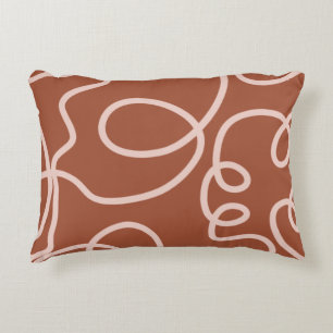 Rust Terracotta Moderne Minimale Lijn Borstel Slag Accent Kussen