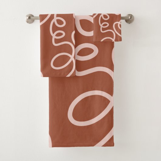 Rust Terracotta Moderne Minimale Lijn Borstel Slag Bad Handdoek (Insitu)