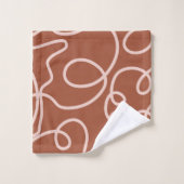 Rust Terracotta Moderne Minimale Lijn Borstel Slag Bad Handdoek (Wasdoekje)