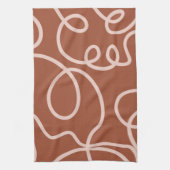 Rust Terracotta Moderne Minimale Lijn Borstel Slag Theedoek (Verticaal)