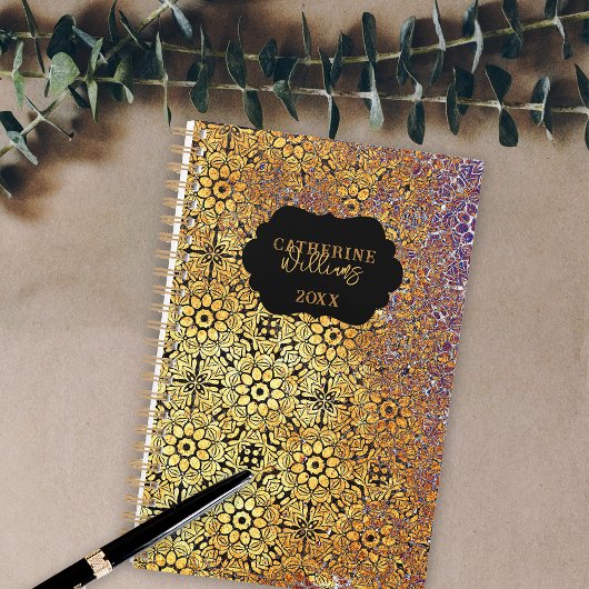 Rust Textured Damask Bloempatroon Planner