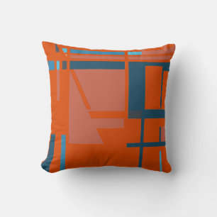 Rust Turquoise Blue op Bright Oranje MCM-toets Kussen