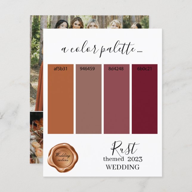 Rust Wedding Color Palette Card 2023 (Voorkant / Achterkant)