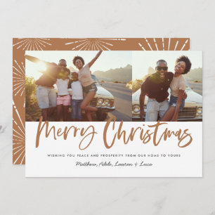 Rust wit script Kerstmis 2 foto Holiday Feestdagenkaart