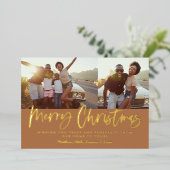 Rust wit script Kerstmis 2 foto Holiday Folie Feestdagenkaart (Staand Voorkant)