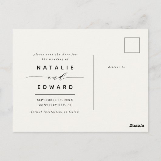 Rust + witte elegante bruiloft opslaan van de datu briefkaart (Achterkant)