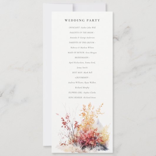 Rust Yellow Fall Paysage Plaid Wedding Programme (Dos)