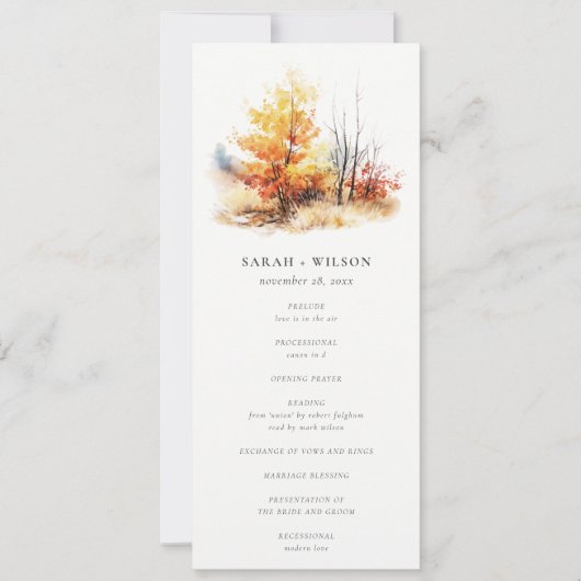 Rust Yellow Fall Paysage Plaid Wedding Programme (Devant)