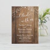 Rustbruin hout & lichten Vier het met ons Kaart (Staand voorkant)