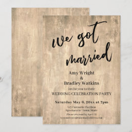 Rustbruin hout We zijn getrouwd Trouwreceptie Kaart