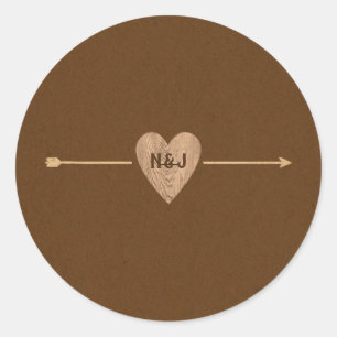 Rustbruine Kraft Hart Pijl Bosachtig Ronde Sticker