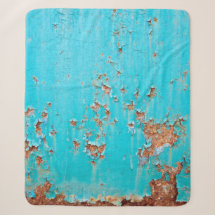 Rusted blauw geschilderde metalen wand. Gedetaille Sherpa Deken