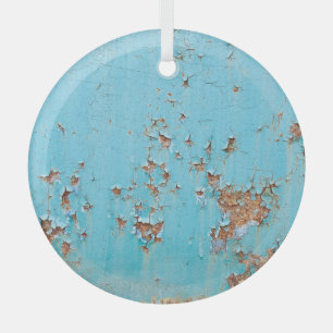 Rusted Blue Metal: gestructureerde muur. Glas Ornament