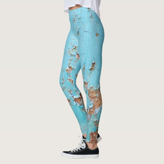 Rusted Blue Metal: gestructureerde muur. Leggings (Links)